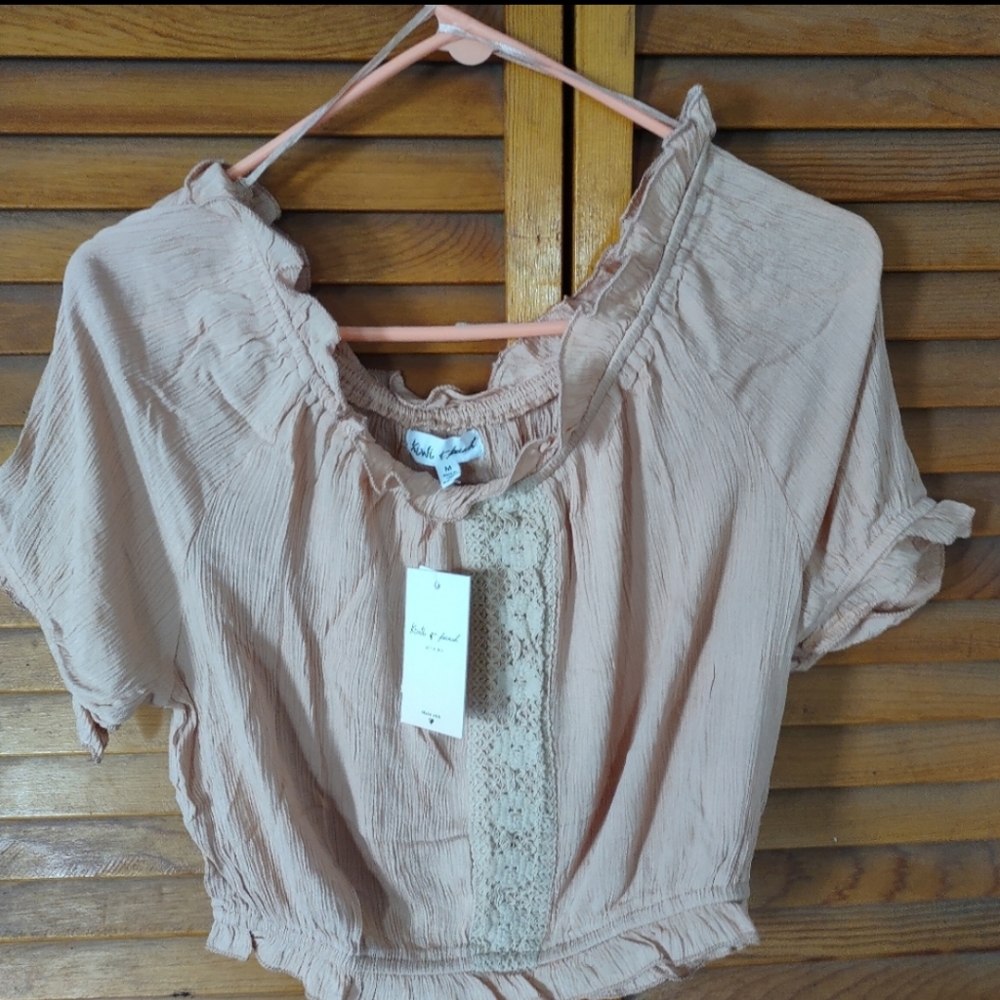 Cropped Boho Gauzy Peasant Top NWT.